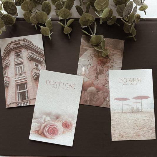 Pink Dinner Aesthetic Binder Cards – Set of 4 (Fits A5 Binders)